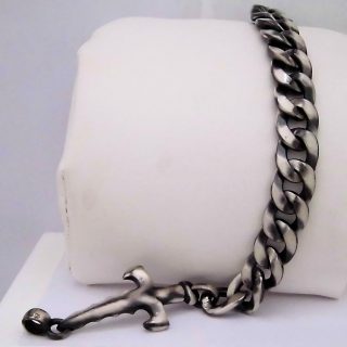 Pulseira prata oxidada homem.