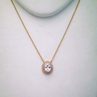 Colar prata dourada zircónias