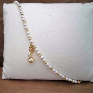 Pulseira prata dourada e pérolas