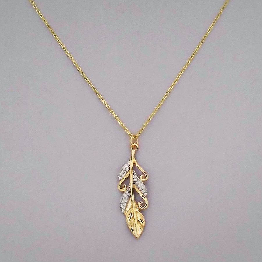 Colar prata bicolor folha